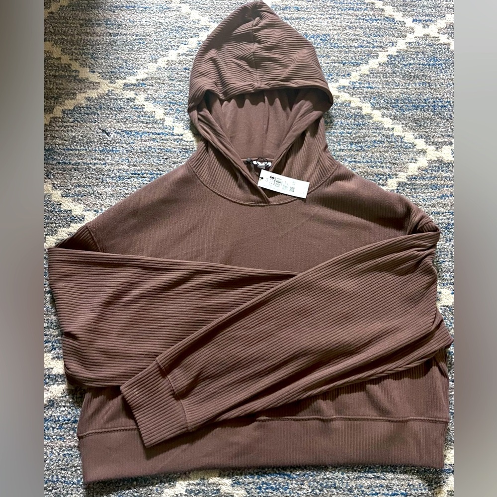 NWT Garage Size L Cropped Ribbed Hoodie